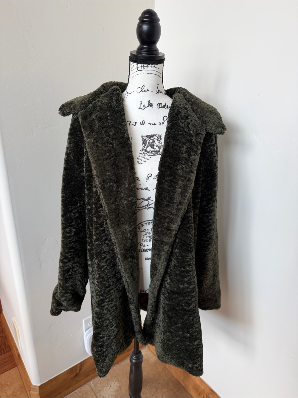 Greylin Olive Green Faux-Fur Teddy Jacket